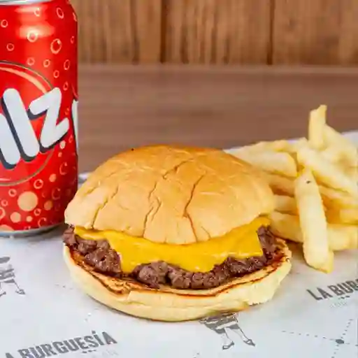 Burger Kid + Papitas y Bebida