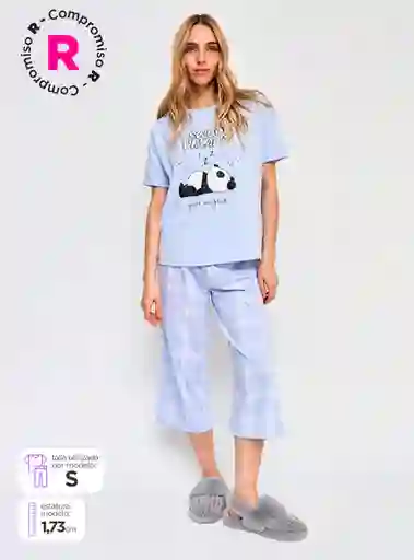 Index Pijama Bas Manga Corta Capri Celeste Print Fb Talla V25 L