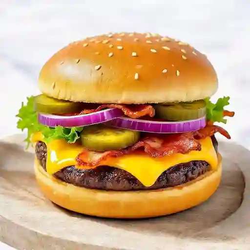 Combo Bacon Cheese Burger + Papas Fritas Y Bebida