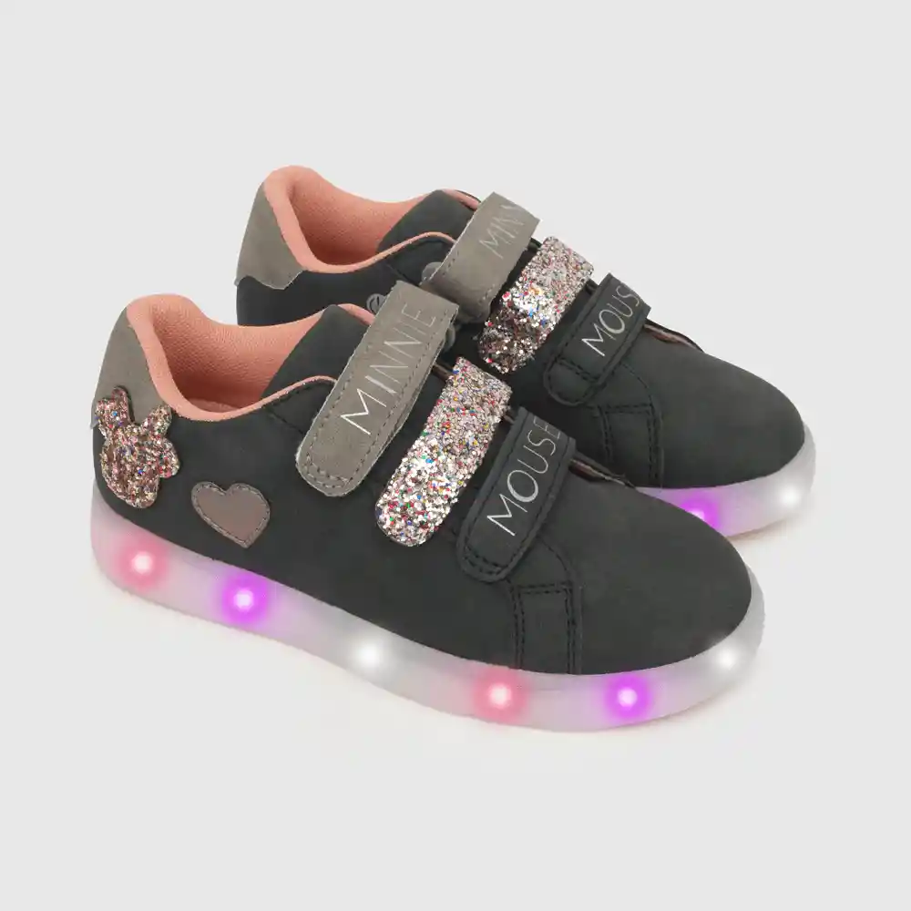 Zapatillas Luces Disney Minnie De Niña Negro Talla 36