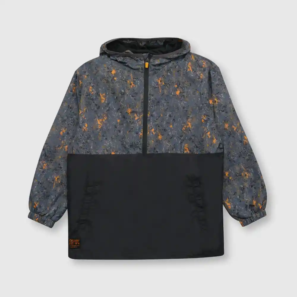 Chaqueta Cortaviento Bloques De Niño Oliva Talla 4a