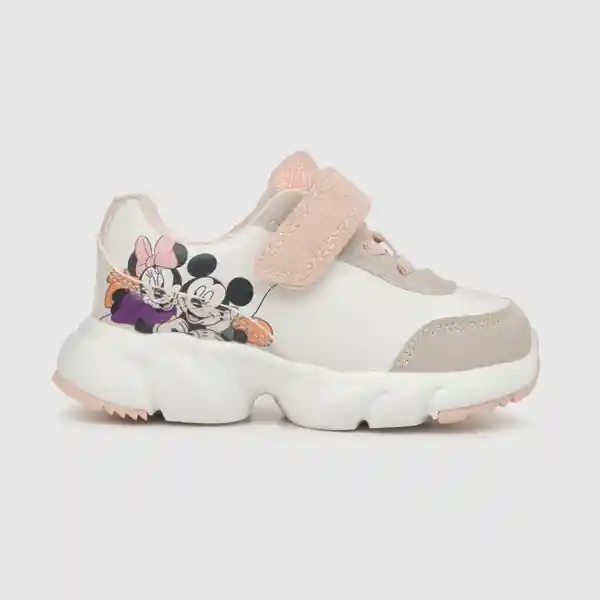 Zapatillas Velcro Elástico Minnie Niña Blanca Talla 21 Colloky