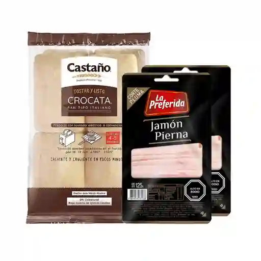 Combo Castaño Pan Italiano Crocata + La Preferida Jamón
