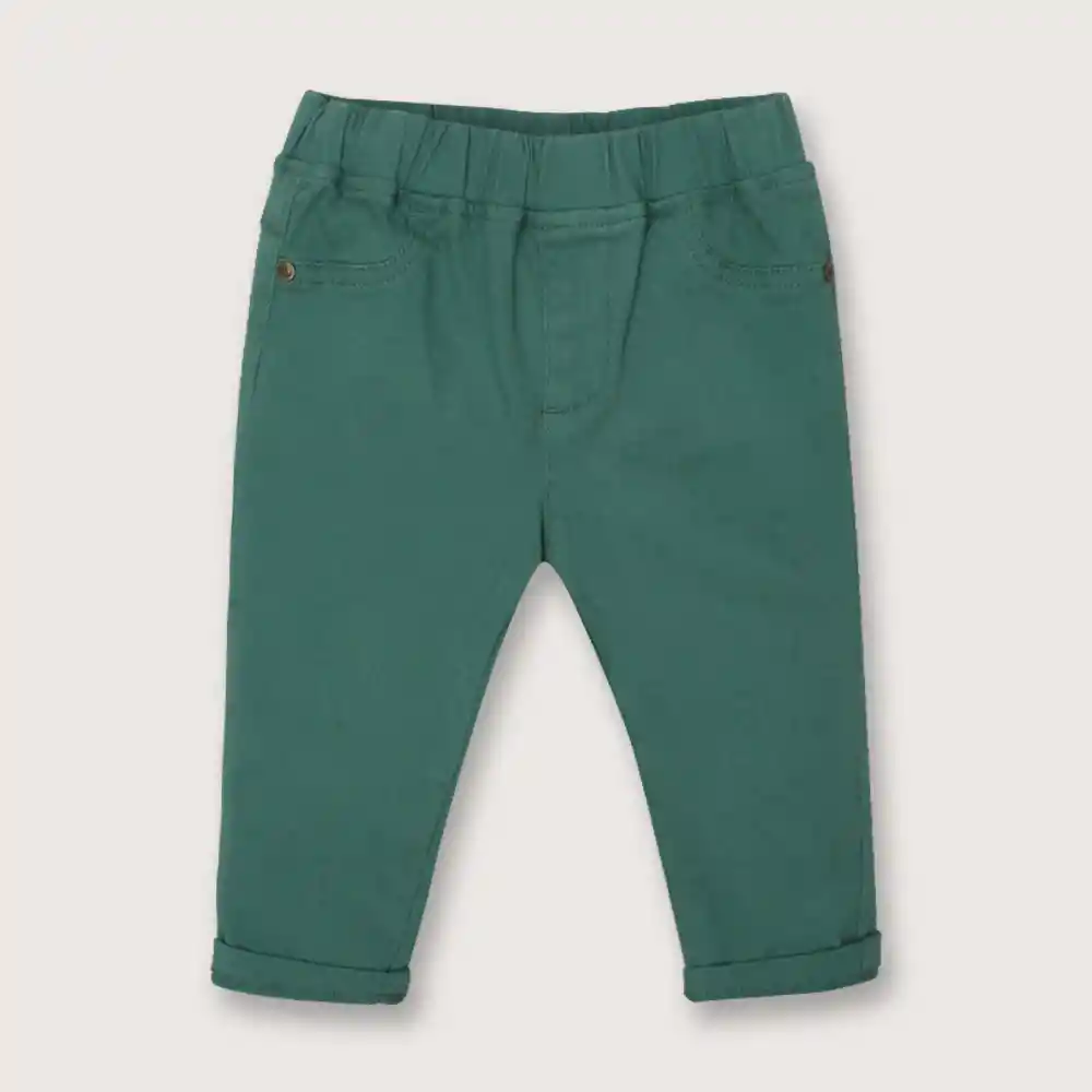 Pantalón Bebé Niño Bolsillos Laterales Verde Talla 9m
