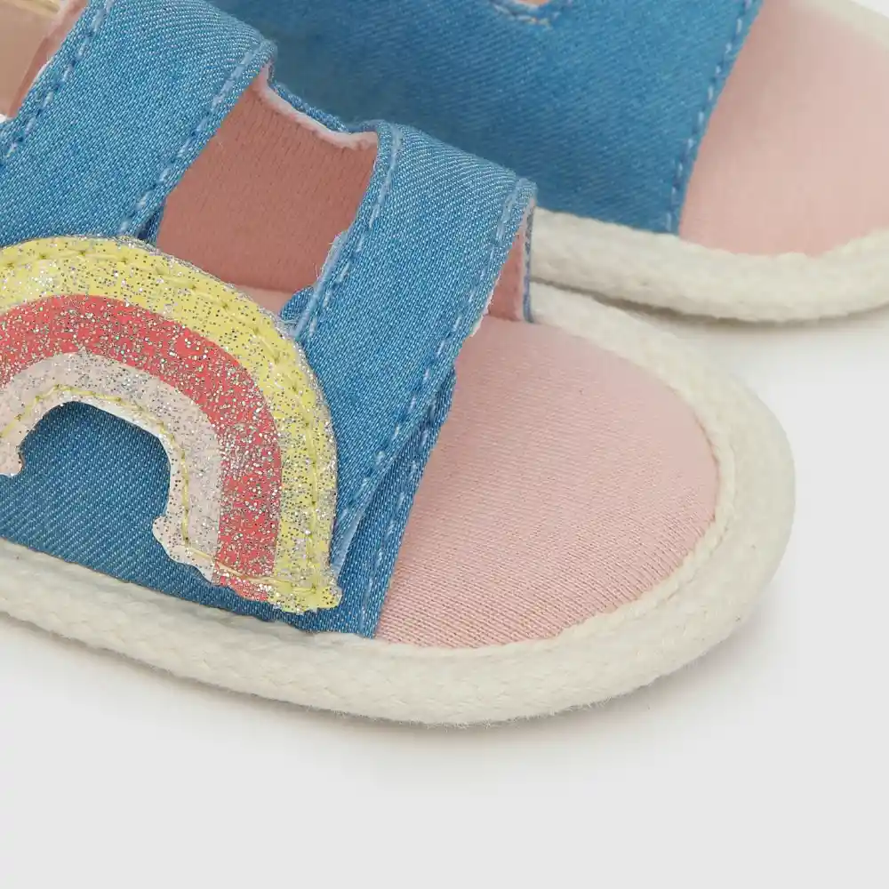 Sandalias Con Velcro Arcoíris De Niña Azul Talla 14