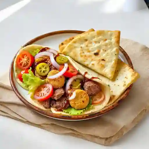 Shawarma Tradicional + 2 Salsas Arabes