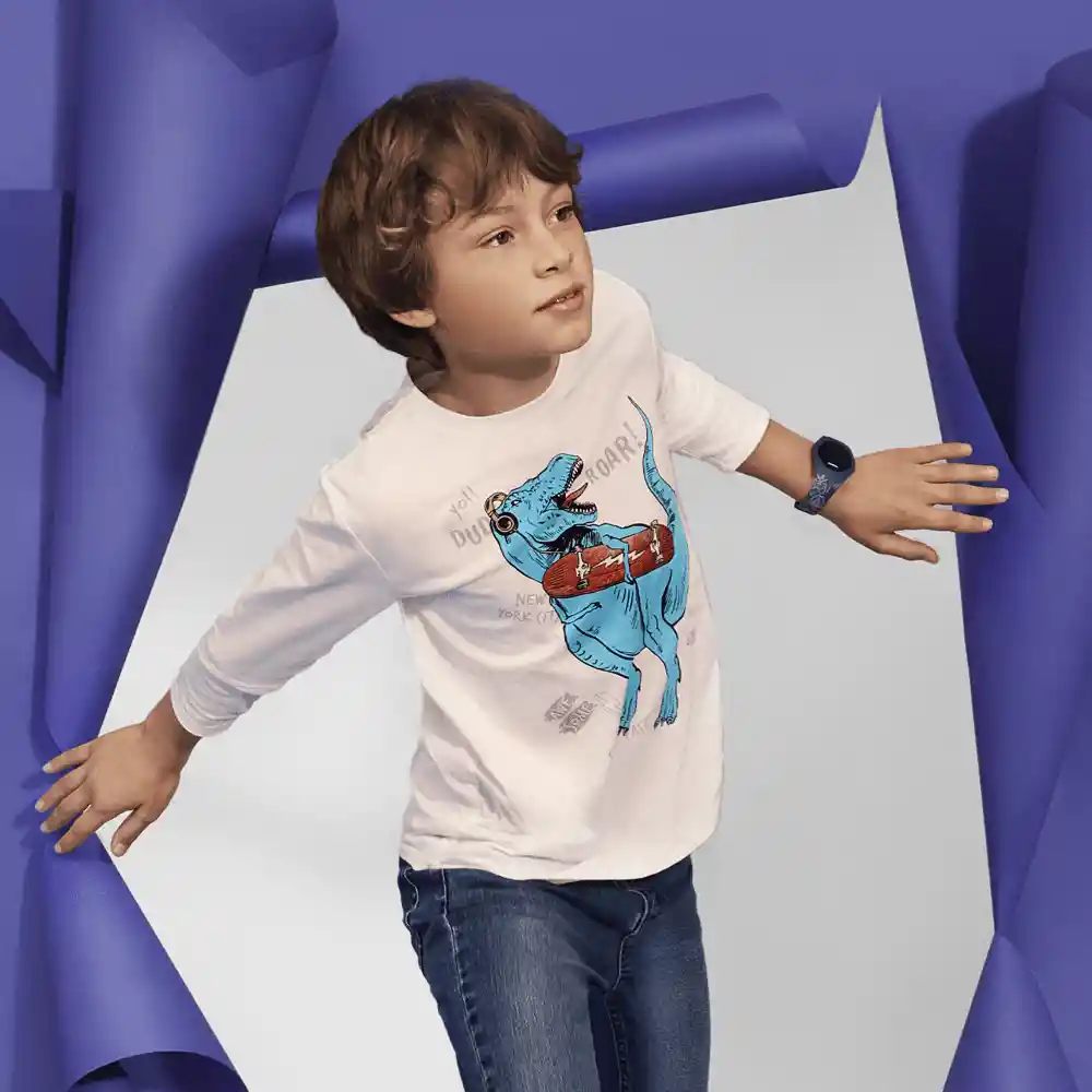 Polera Dino De Niño Blanca Talla 6a