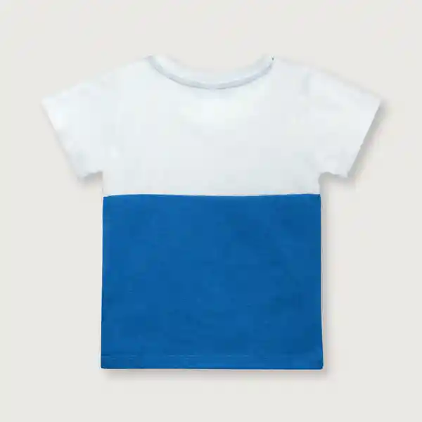 Polera Esencial Manga Corta de Niño Azul Talla 6M Opaline