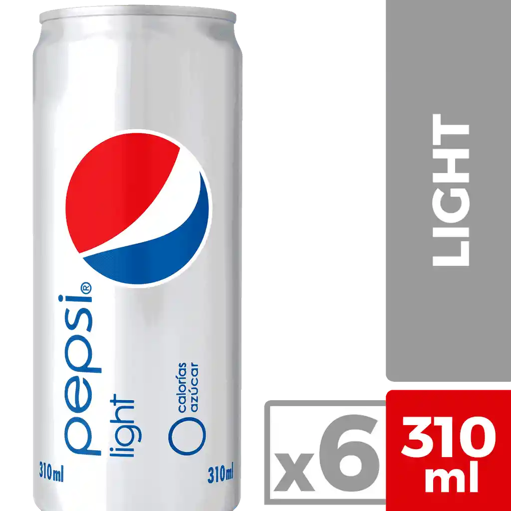 Pepsi Light Bebida Lata 310 ml, 6 Pack