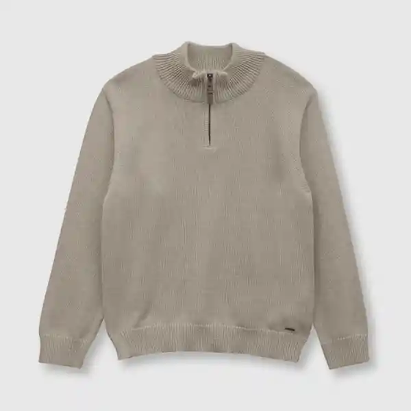 Sweater de Niño Clásico Medio Cierre Khaki Talla 2A Colloky