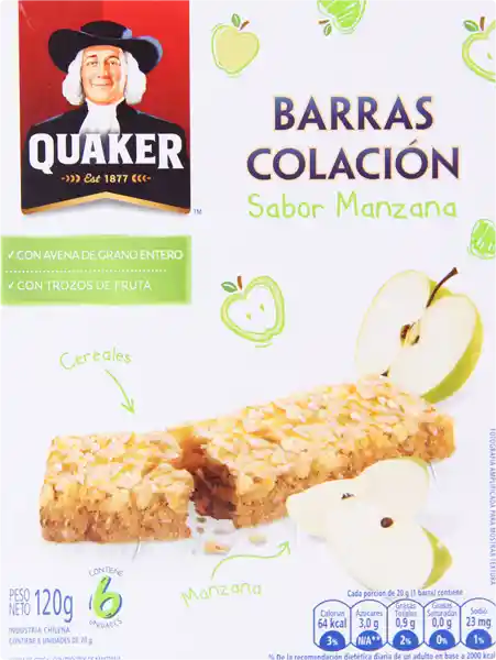 Quaker Cereal En Barra Manzana G
