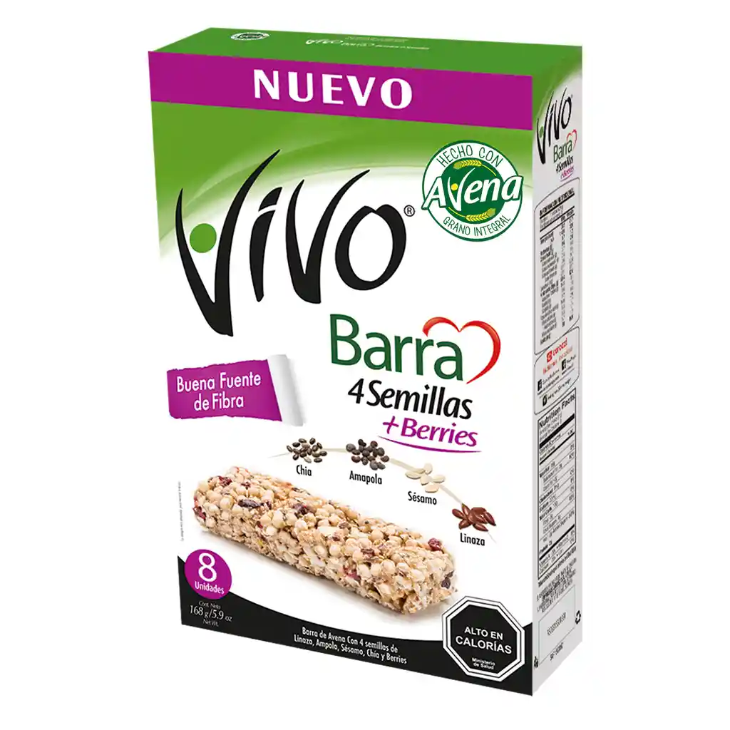 Vivo Barra Cereal Semillas Berries