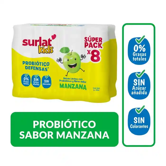 Surlat Bebida Láctea Probióticos Manzana 8 Un