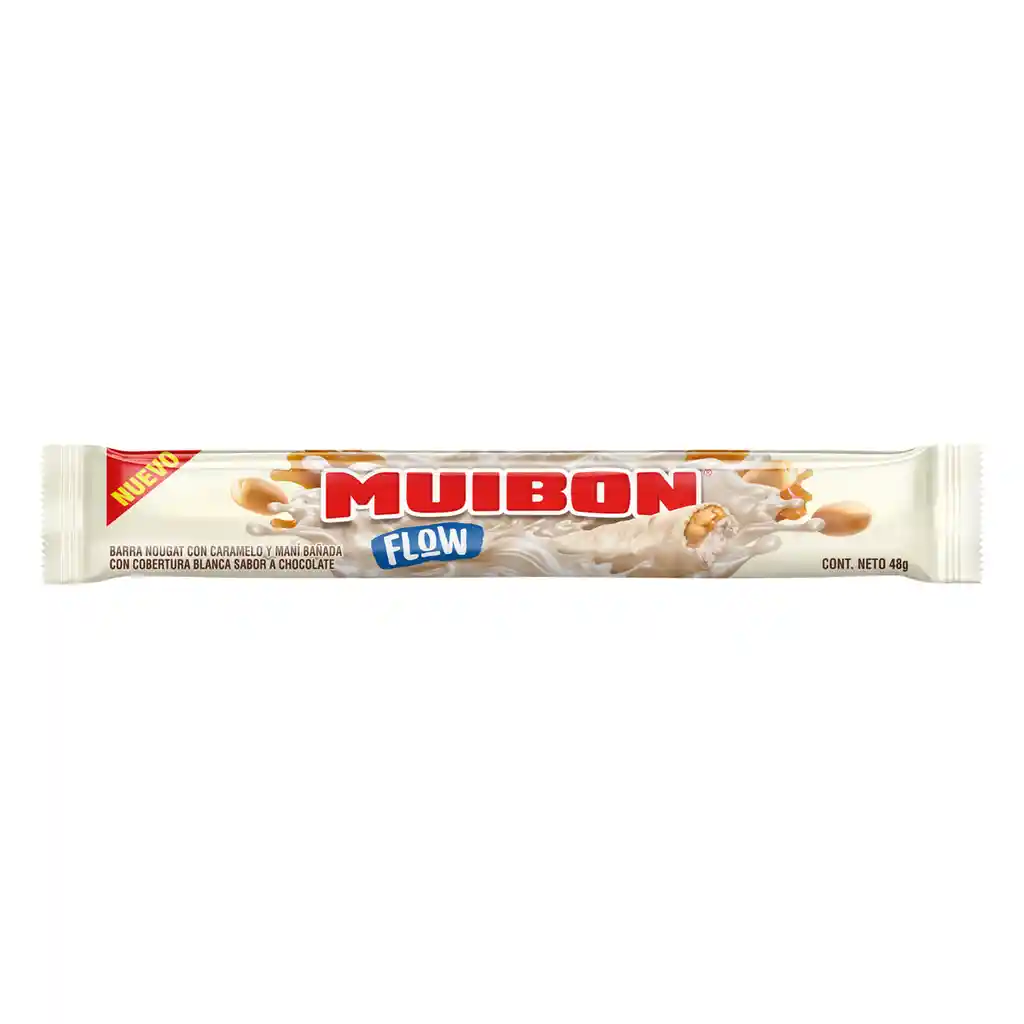 Muibon Turrón con Caramelo y Maní con Chocolate Blanco Flow