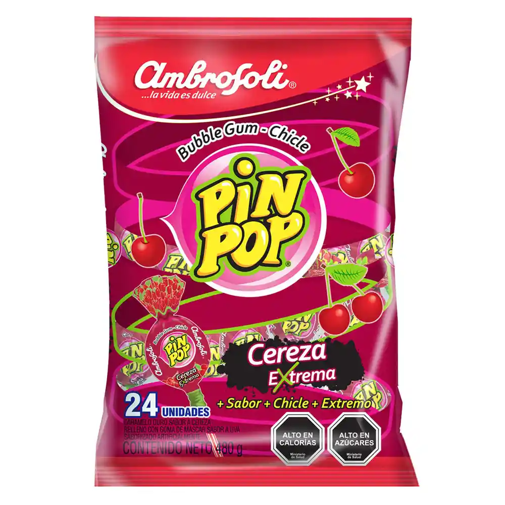 Pin Pop Ambrosoli Chupete Cereza Extrema Bolsa 432