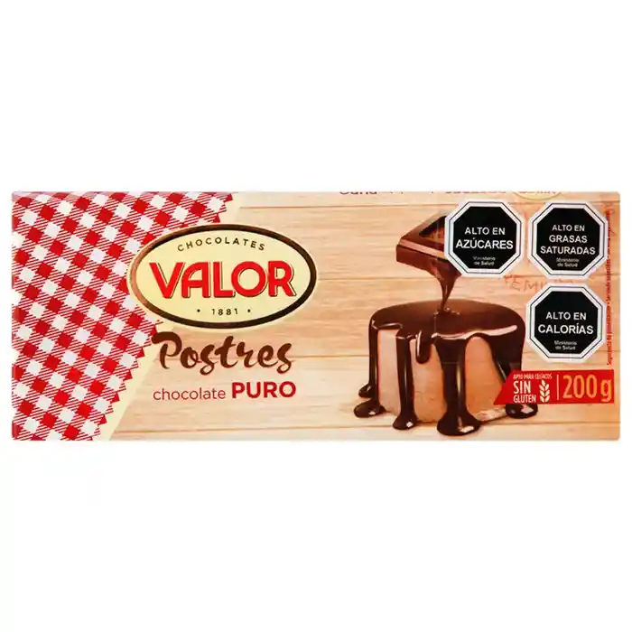 Valor Cobertura Puro para Postres de Chocolate