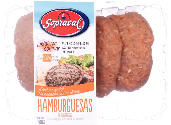 Sopraval Hamburguesas Pavo Frescas