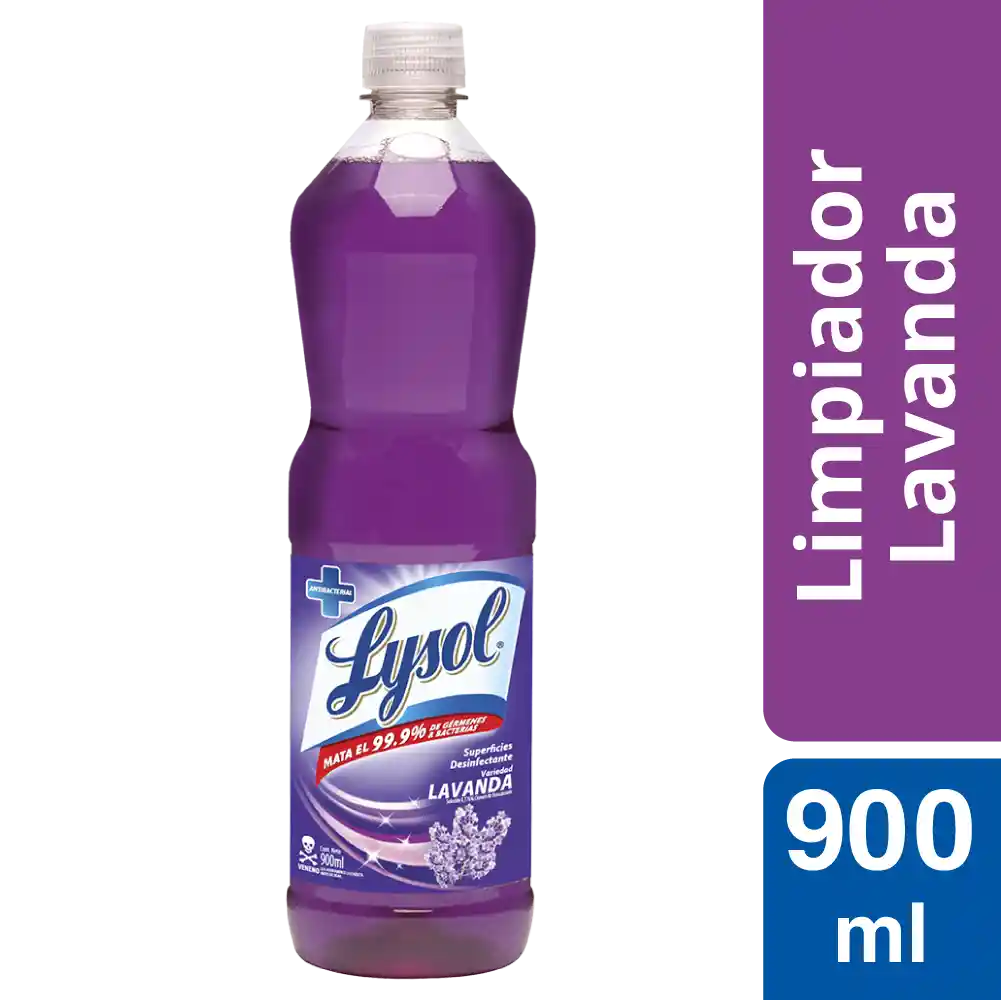 Lysol Limpiador Líquido Desinfectante Lavanda 900ml