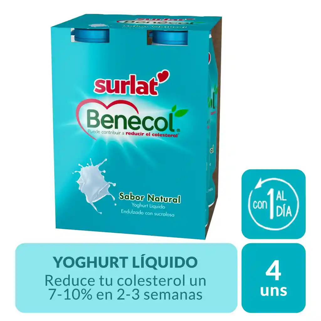 Surlat Yoghurt Liquido Shot Benecol Natural 4 X