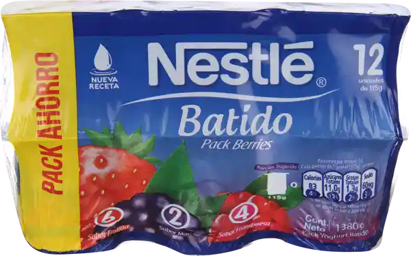 Nestlé Batido Pack Yogurt Frutilla 115 G X 12 Un