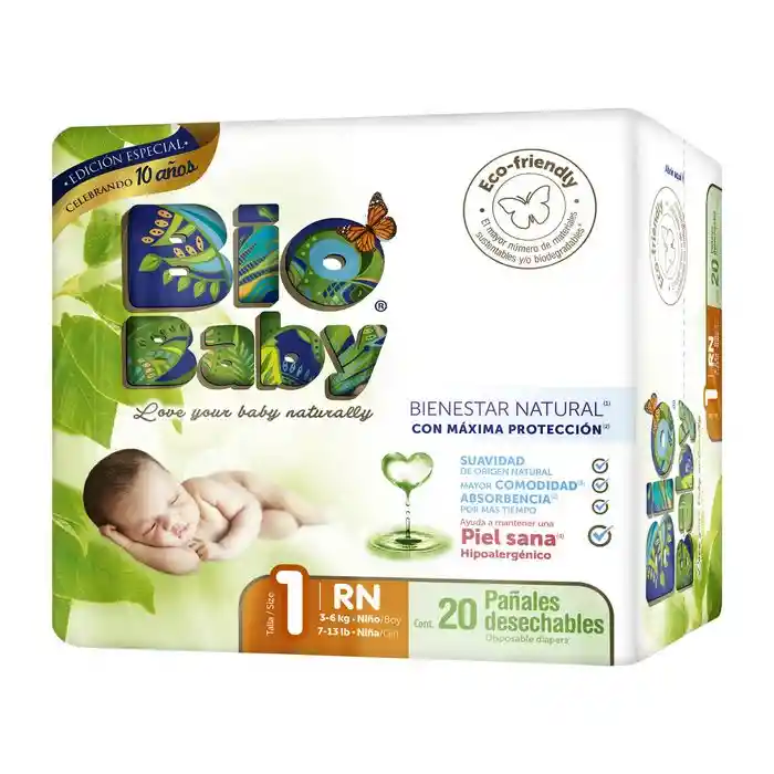 Bio Baby Pañal Desechable Ecológico Unisex Talla 1 Xch