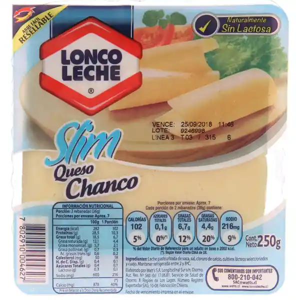 Loncoleche Queso Chanco Lonco Leche Light Lam