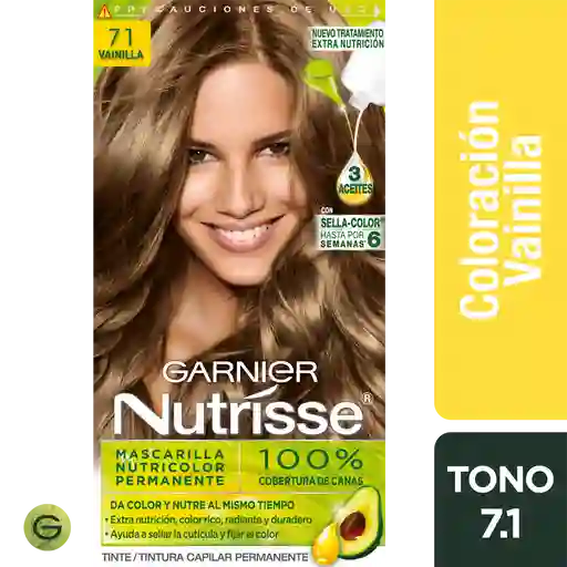 Garnier-Nutrisse Tinte Permanente para Cabello Tono 7.1 Vainilla