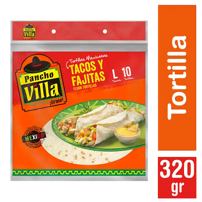 Pancho Villa Tortilla para Tacos y Fajitas Talla L