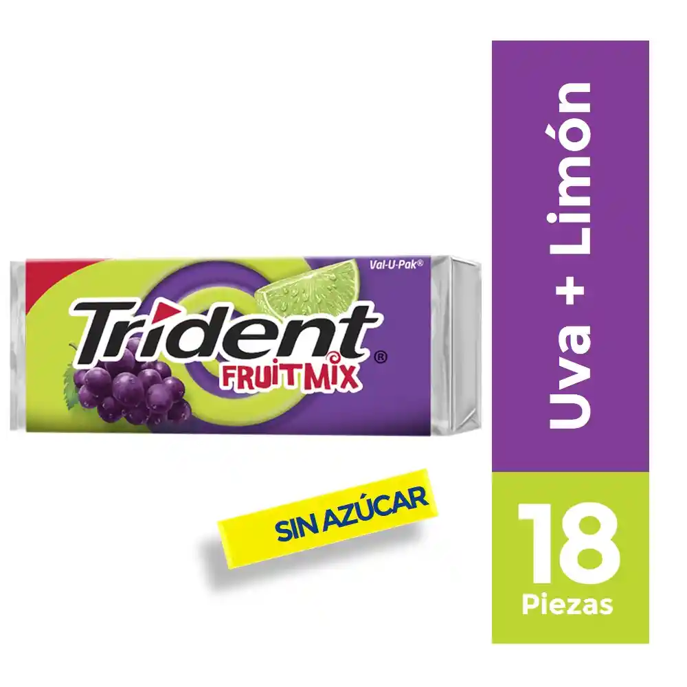 Trident Chicle Sin Azucar Sabor Uva Limonada 18 Un