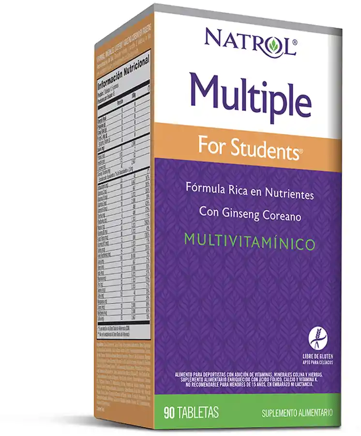 Natrol Multiple Vitaminas Y Minerales Multiple Student Com.90