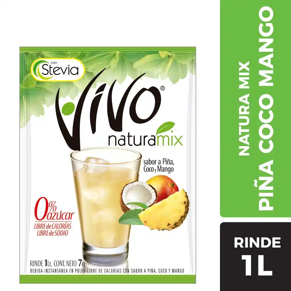 Vivo Jugo en Polvo Sabor a Piña, Coco y Mango