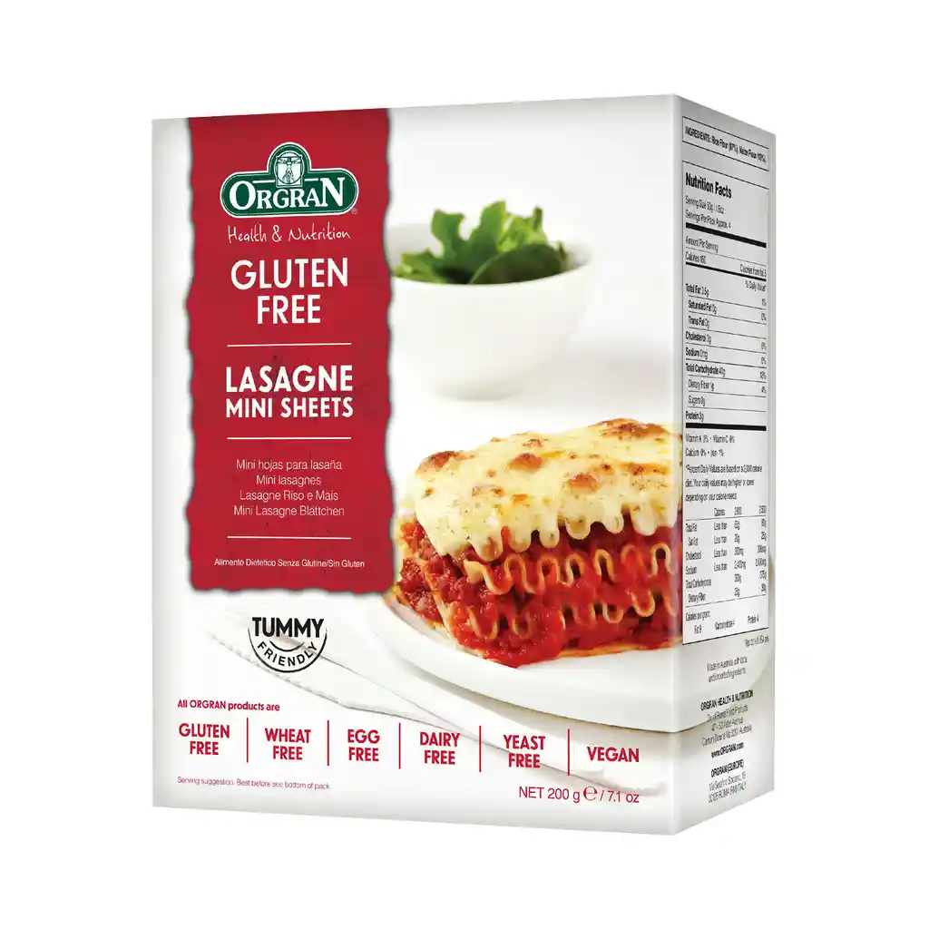 Orgran Lasagna 200 G. Arroz Y Maiz. Sin Gluten