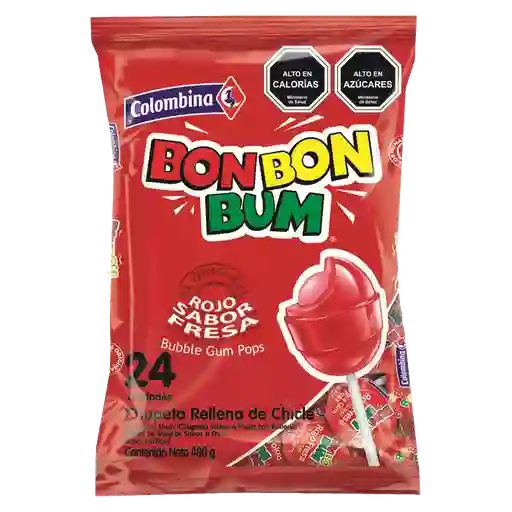 Bon Bon Bum Chupete Fresa 480