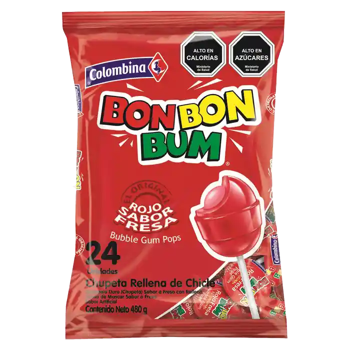 Bon Bon Bum Chupete Fresa 480