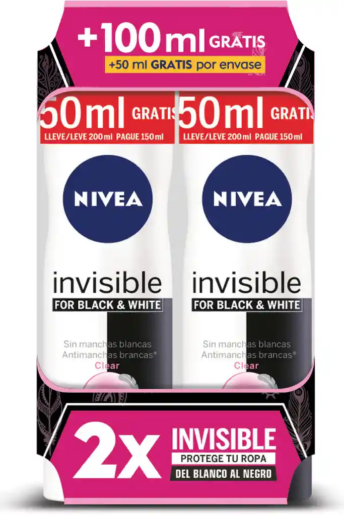 Nivea Deo B W Clr Fem Sp 200M 2U