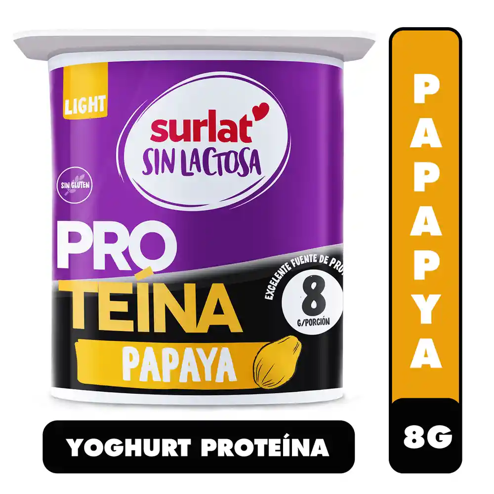 Surlat Yogurt Sin Lactosa Proteina Papaya