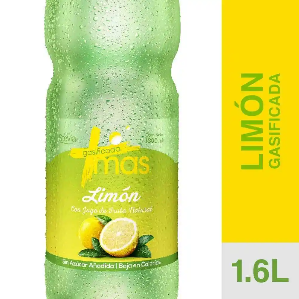 Más Agua Gasificada con Stevia Sabor a Limón