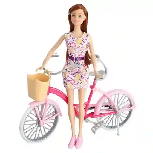 Muñeca Fashion Con Bicicleta
