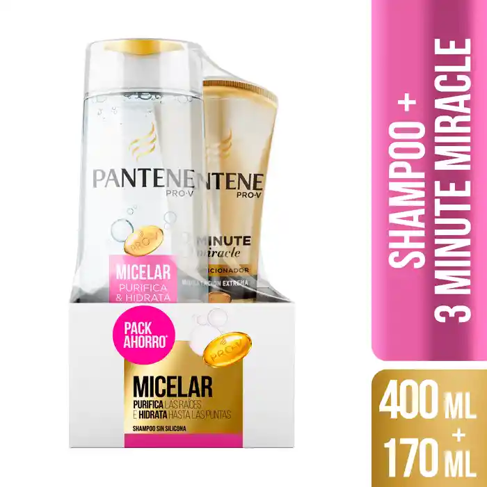 Pantene Kit Shampoo Micelar + Acondicionador 3 Minute Miracle