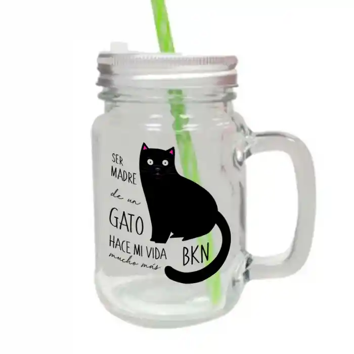 Jarro De Vidrio Gato Negro