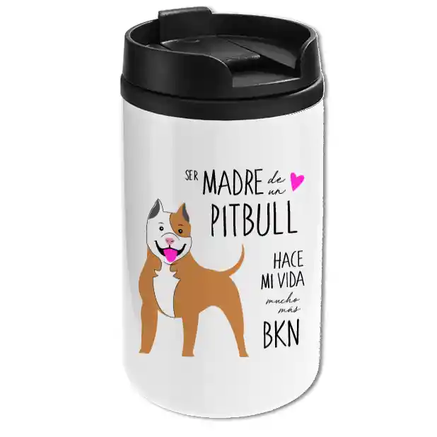 Mug Mini Blanco Pitbull Negro
