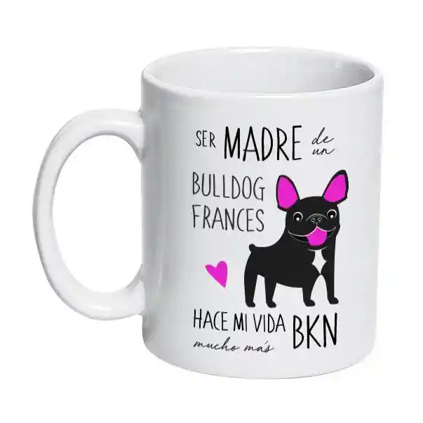 Tazon Ceramico Bull Dog Frances Negro