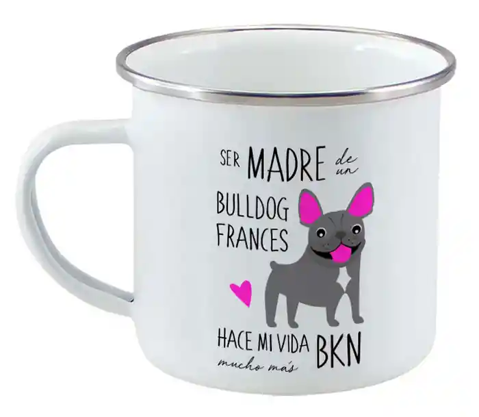 Tazon Enlozado Bull Dog Frances Gris