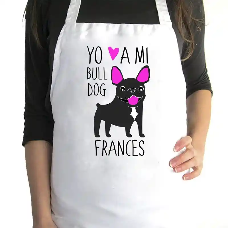 Delantal De Cocina Bull Dog Frances Negro