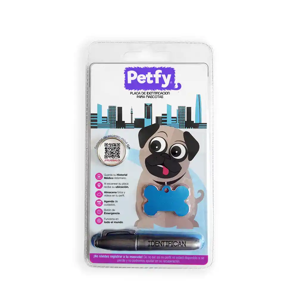 Placa Petfy Qr Celeste