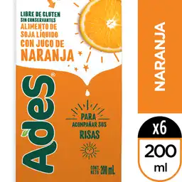 Ades Bebida Vegetal de Soja Sabor Naranja 