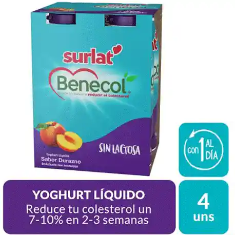 Surlat Minishot Yogurt Benecol Durazno Sin Lactosa