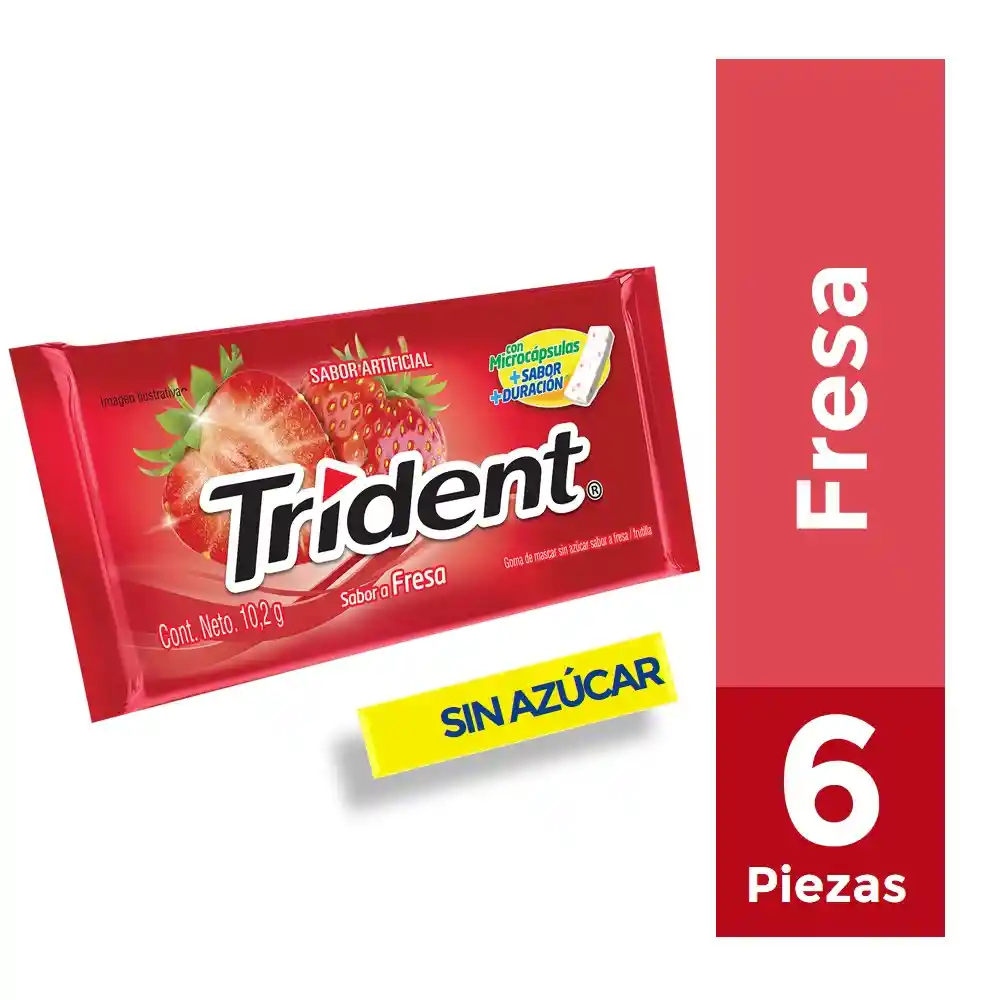 Trident Chicle Sin Azucar Sabor Frutilla 6 Un