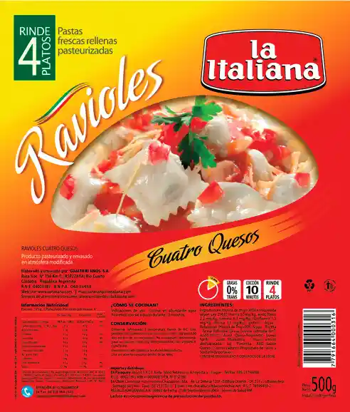 La Italiana Ravioles 4 Quesos