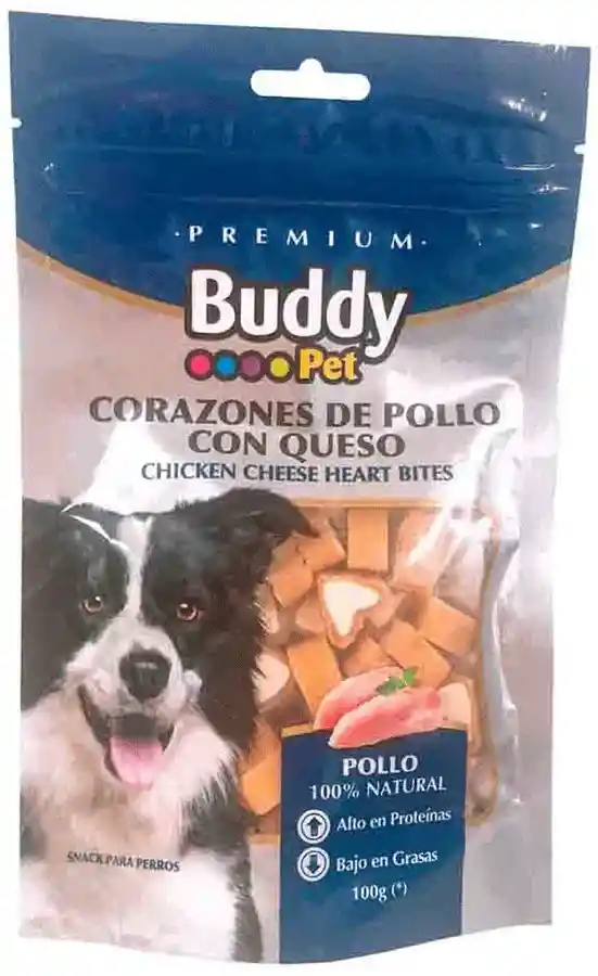 Buddy Pet Corazones De Pollo Con Queso 100G